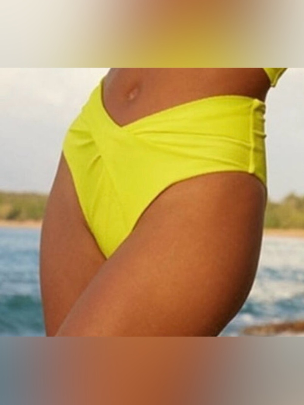 Aerie Shine Pique Twist High Cut Bikini Bottom NWT
